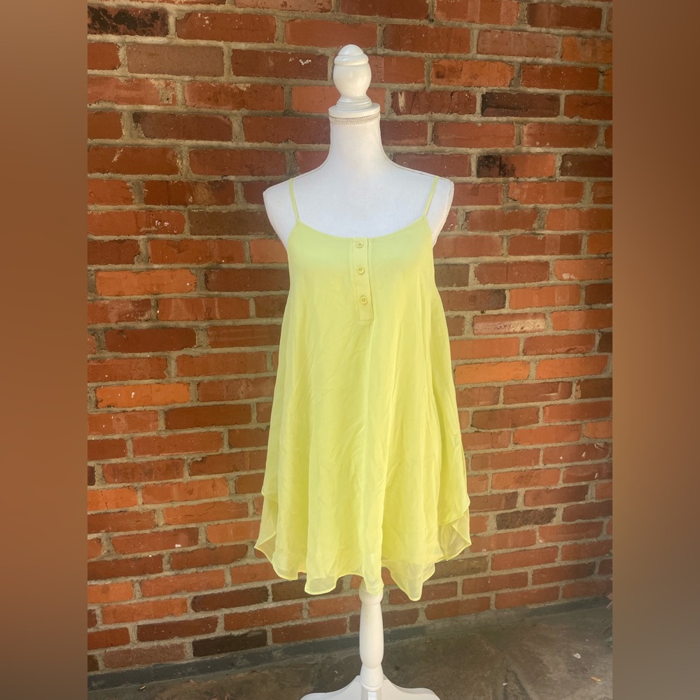 Alice + Olivia Bright Yellow Flowy Silk Mini Dress Size Medium M